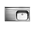 FREGADERO SOBREPUESTO 1 POZO FALDON/IZQUIER CON DESAGUE (100X50)