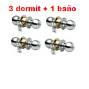 CERRAD. KIT 3 DORMITORIO + 1 BAÑO NIQUELADA POMO