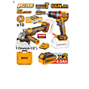 JUEGO TALADRO DE IMPACTO 1/2 + AMOLADORA ANGULAR 4 1/2 "20V" + 2 BATERIA + MALETIN